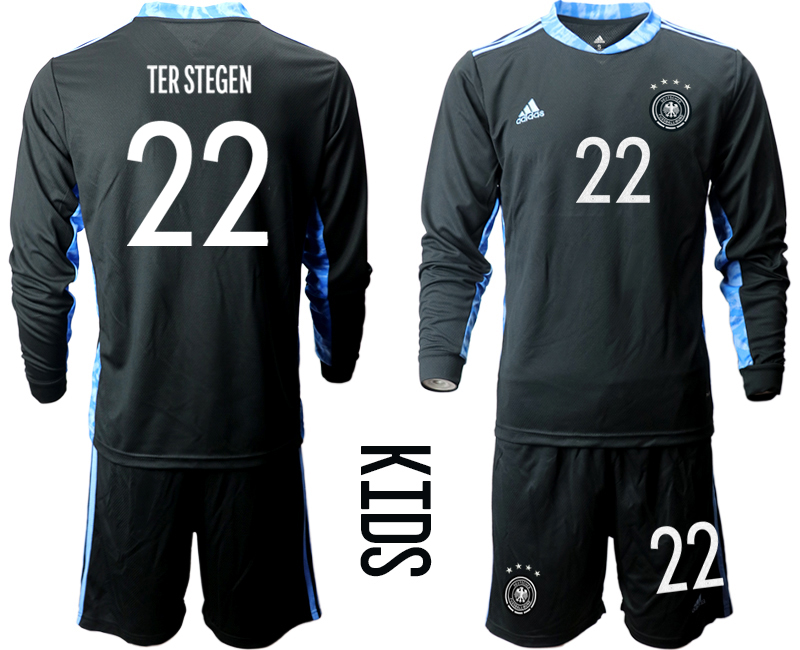 Youth 2021 European Cup Germany black Long sleeve goalkeeper #22 Soccer Jersey1